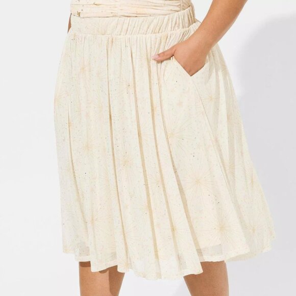 Torrid Midi Mesh A-Line Skirt Starburst Design Size 00 - Picture 1 of 9